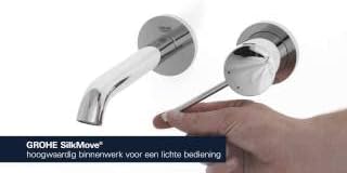 GROHE Essence, Waschtischarmatur für die Wandmontage, wassersparend (2-Loch Wasserhahn für das Bad,