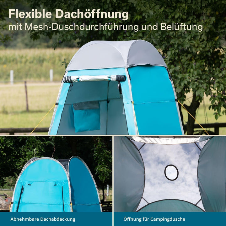 Skandika Camping Pop Up Duschzelt | Umkleidezelt mit 210 cm Stehhöhe, silberbeschichtet, Blickdicht,