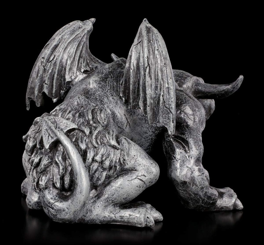 Figuren Shop GmbH Schwarze Gargoyle Gothic-Figur - Teufelskerl | Fantasy Garten-Figur, handbemalt, B