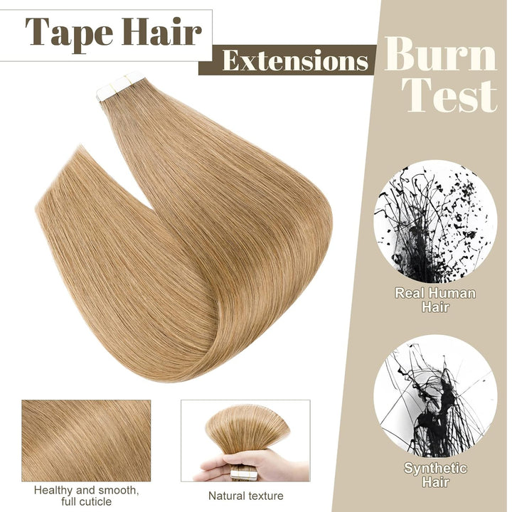 SEGO Haarverlängerung Tape Extensions Echthaar Klebeband 10 PCS Haarteile Glatt 100% Remy Human Haar