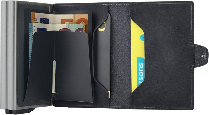 mogdi Duo Black Premium Herren Portmonee RFID Schutz Kartenetui Business Geldbörse feinstes A++ Echt