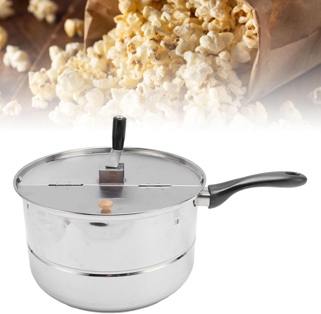Stoppetop Popcorn Popper, Edelstahl -Popcorn -Hersteller mit Handkurbel, Popcorn -Topf für Gasherd -