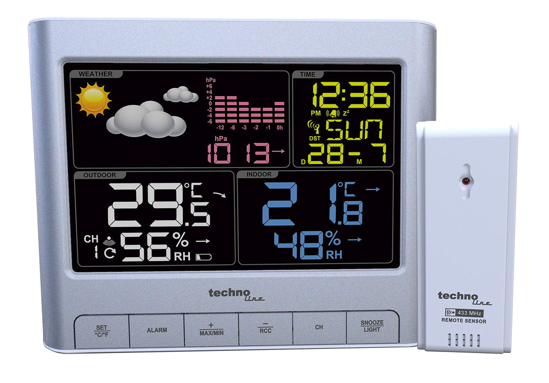 Technoline WS6449 WS 6449 moderne Wetterstation mit LED-Anzeige, sowie Temperatur- und Luftdruckanze
