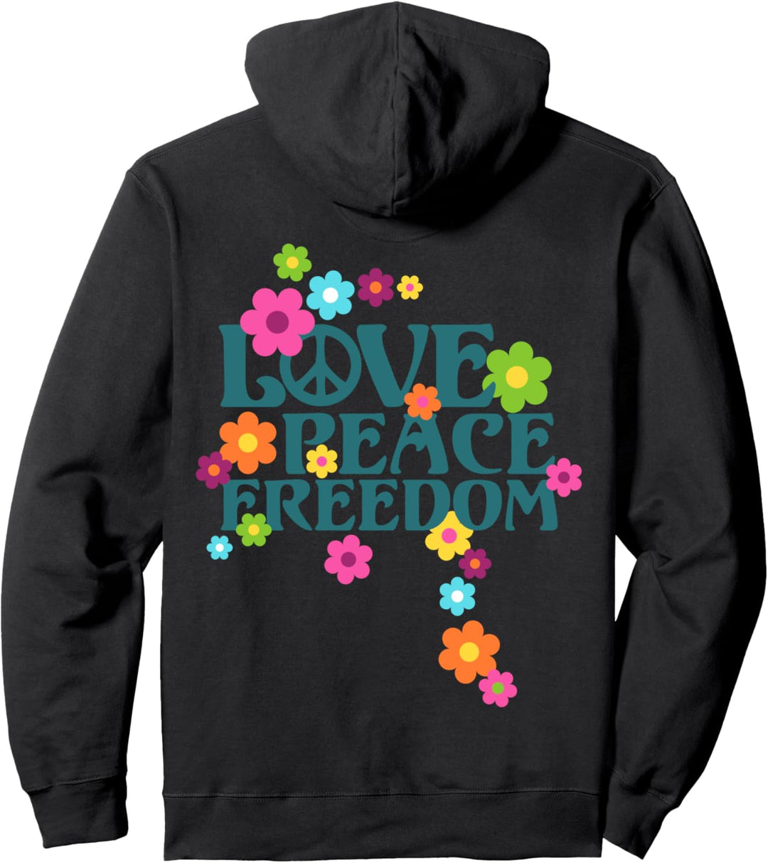 Retro Flower Power Type - Love Peace Freedom 1 - Fan Fun Pullover Hoodie