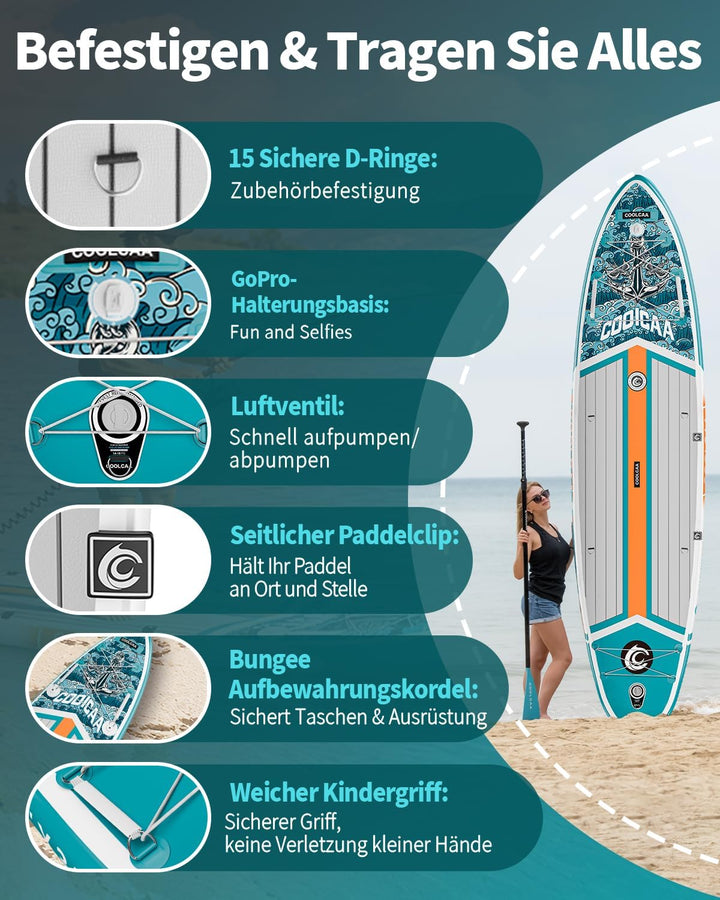 COOLCAA SUP Board, 355cm (Extra Gross) Stand Up Paddling Board, Aufblasbares Stand-Up Paddle Board m