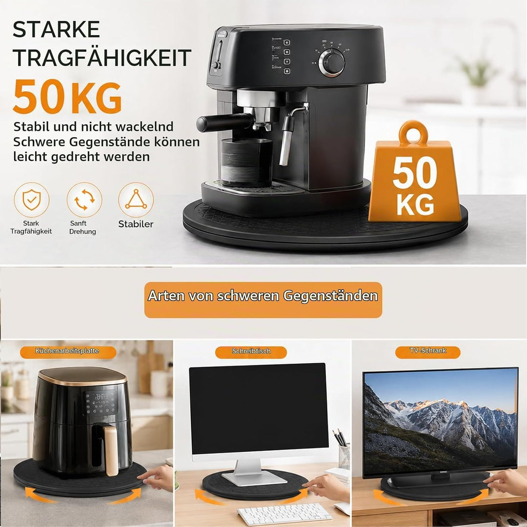 Annadue 50kg Belastbarer Drehteller 25cm, 360 Grad Drehplatte mit Doppelkugelgelagerter Lagerung, Un