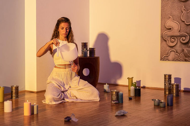 Sonic Energy 8" Quarz Kristallklangschale – 432 Hz, Ton H4, Kronenchakra, mit Griff – Für Meditation
