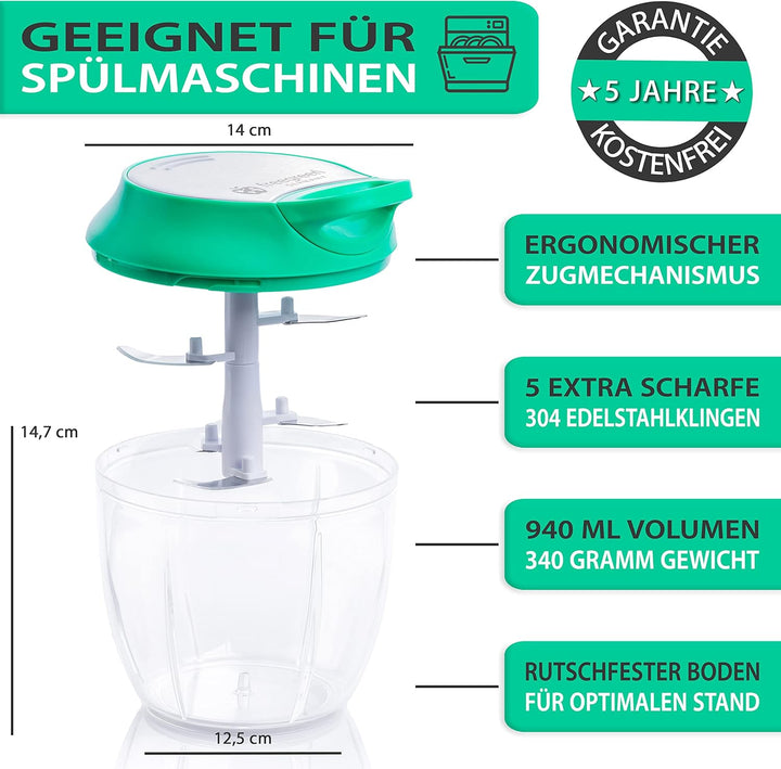 freegreen® GERMANY Gemüseschneider 940 ml Multi-Zerkleinerer I Zwiebelschneider I Universalzerkleine