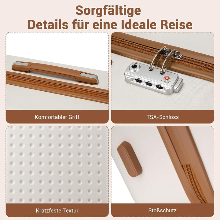 KONO Koffer Trolley Klein Hartschalenkoffer Reisekoffer von ABS Hartschalen Handgepäck mit 4 Spinner