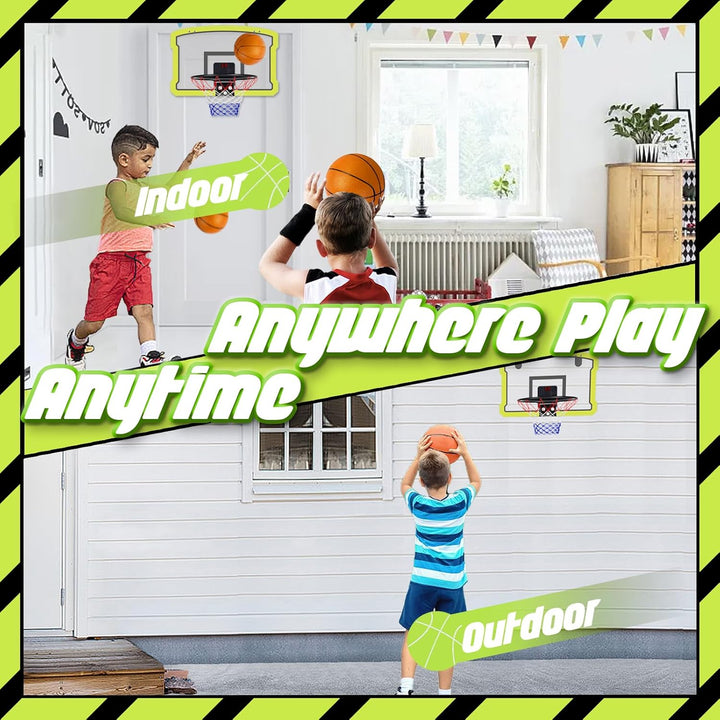 TEUVO Mini Basketballkorb Indoor, Tür Basketballkorb Kinder für Zimmer & Büro mit 4 Ball & Elektroni
