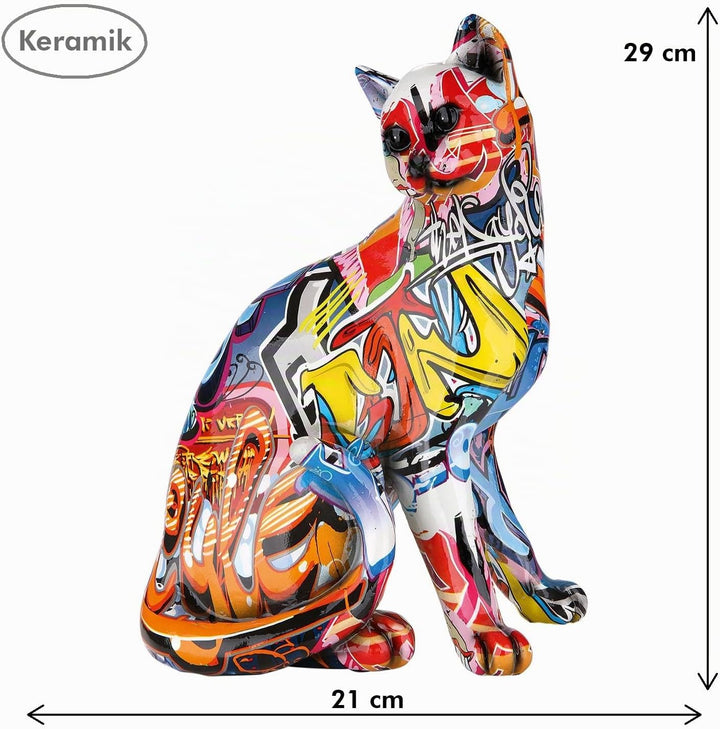 Casablanca - Figuren Deko Katze - Pop Art - Katzen Geschenke - Skulptur - Höhe 29 cm - Breite 21 cm