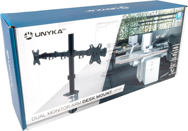 Unykach Dual-Tischhalterung für 2 Flach- und Curved-Bildschirme von 25,4-81,3 cm (10-32 Zoll) (bis 1