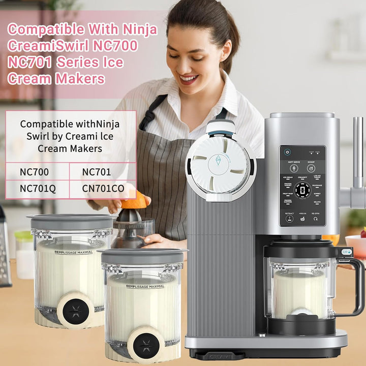 Behälter für Ninja Creami Deluxe Pints,2 Stück Ersatz für Ninja Creami Deluxe Pints und Deckel,Eisbe