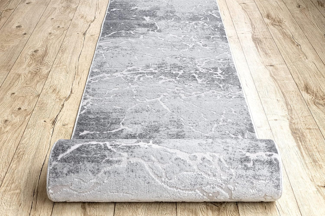 rugsx Modernen Preiswert Läufer MEFE, Läufer Strukturell - Zwei Ebenen aus Vlies Grau 60x100 cm MEFE