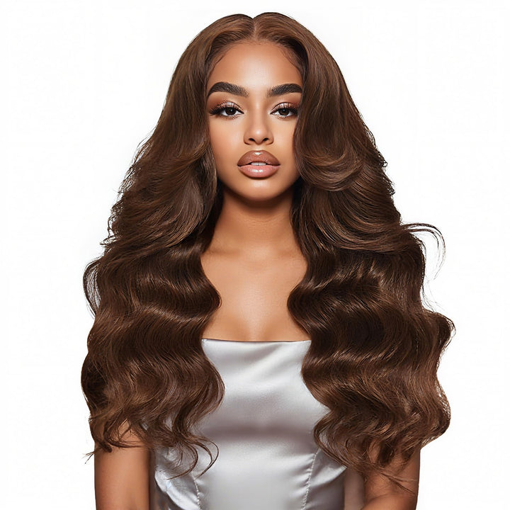 Chocolate Brown Echthaar Perücke Bresilienne 13x6 Body Wave Glueless Wig Human Hair Lace Frontal Wig