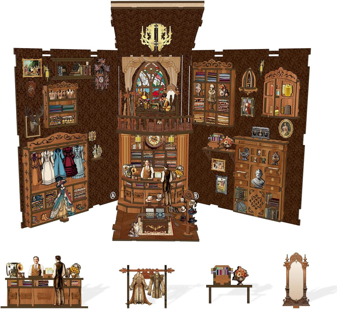 LUMYCE Book Nook Kit für Erwachsene Holzpuzzle DIY Miniatur Haus 3D Puppenhaus - Buchstütze für Büch