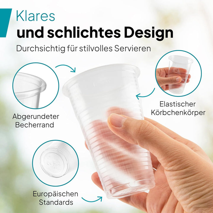 800 Stück Commerline Plastikbecher 0,4L Trinkbecher | Einweg Plastik Becher Einwegbecher Partybecher