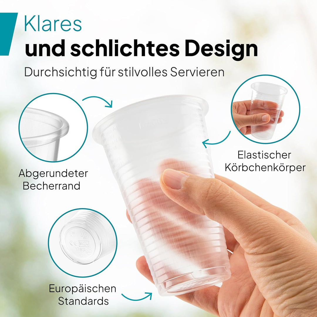 2000 Stück Commerline Plastikbecher 0,3L Trinkbecher | Einweg Plastik Becher Einwegbecher Partybeche