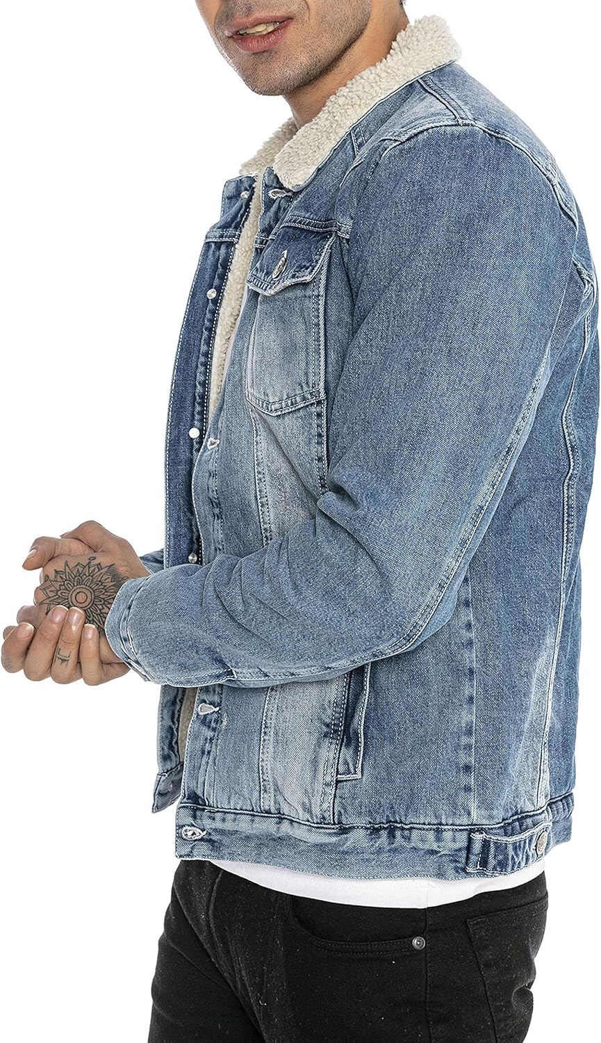 Redbridge Jeansjacke für Herren Jacke Denim Gefüttert Winter Herbst Übergangszeit, Blau