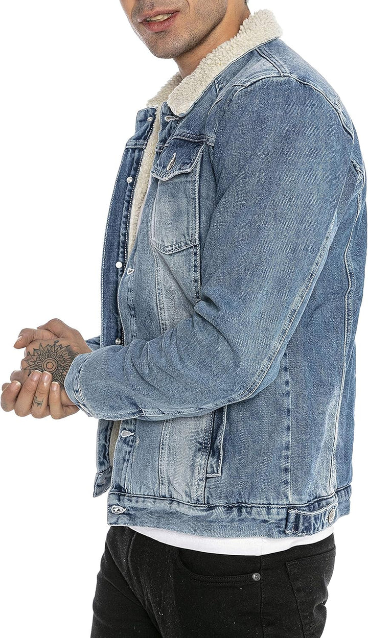 Redbridge Jeansjacke für Herren Jacke Denim Gefüttert Winter Herbst Übergangszeit, Blau