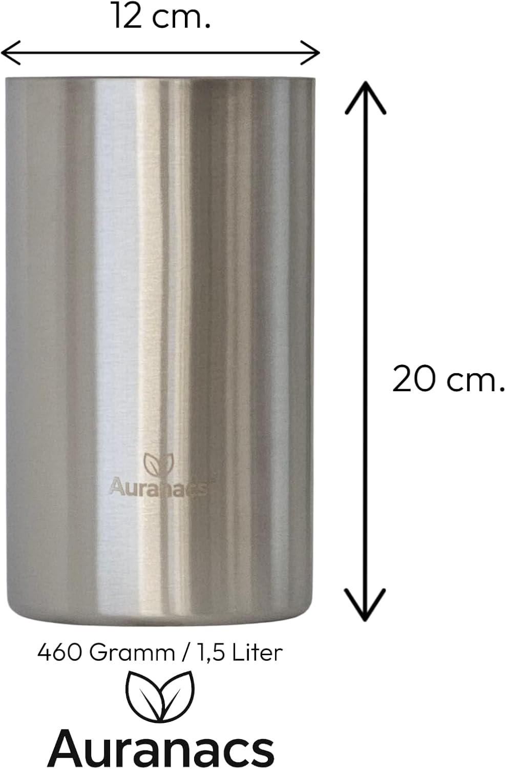 AURANACS® Elsass | Flaschenkühler aus matt gebürstetem Edelstahl | Doppelwandiger Weinkühler mit Iso