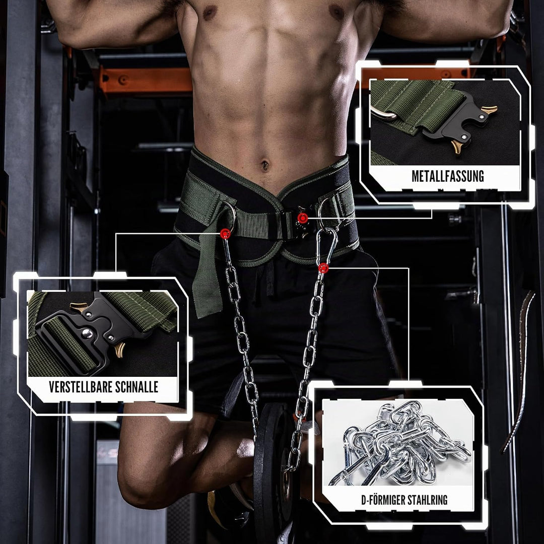 MANUEKLEAR Dip-Gürtel, Gewichtsgürtel, Fitness-Gürtel für Männer und Frauen, robuster Dip-Powerlifti