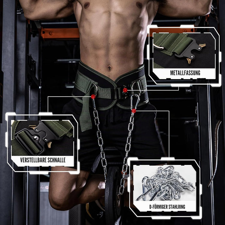 MANUEKLEAR Dip-Gürtel, Gewichtsgürtel, Fitness-Gürtel für Männer und Frauen, robuster Dip-Powerlifti