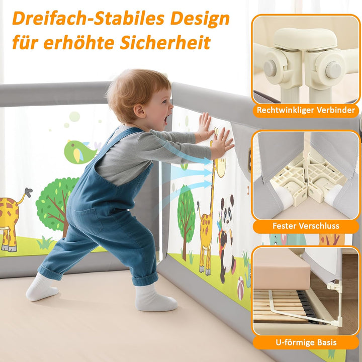Bettgitter für Kleinkinder, 3 Stück Bettschutzgitter für Kinder Kinderbettgitter Babybettgitter Klap