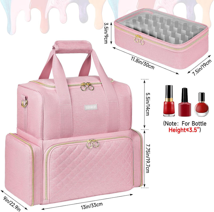 Nagellack Organizer Tasche,Doppelschichtige Nagellack Aufbewahrung Tasche für 80 Flaschen (15 ml) un