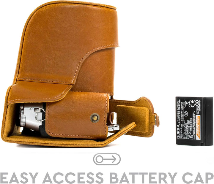MegaGear MG578 Ever Ready Leder Kameratasche mit Trageriemen kompatibel mit Fujifilm X-T30, X-T20 (1