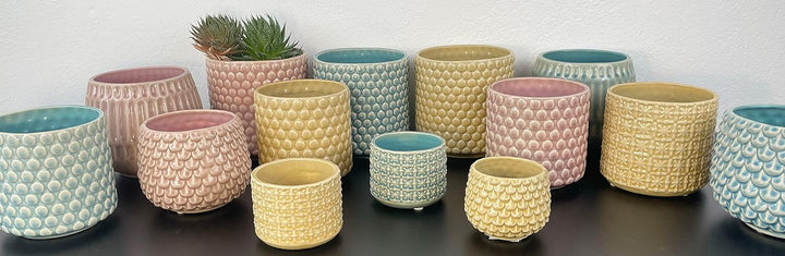 Nordring Retro Übertopf Vintage Pflanztopf für Zimmerplanzen Blumentopf Riff L (16,5 cm ø), Cloud, K