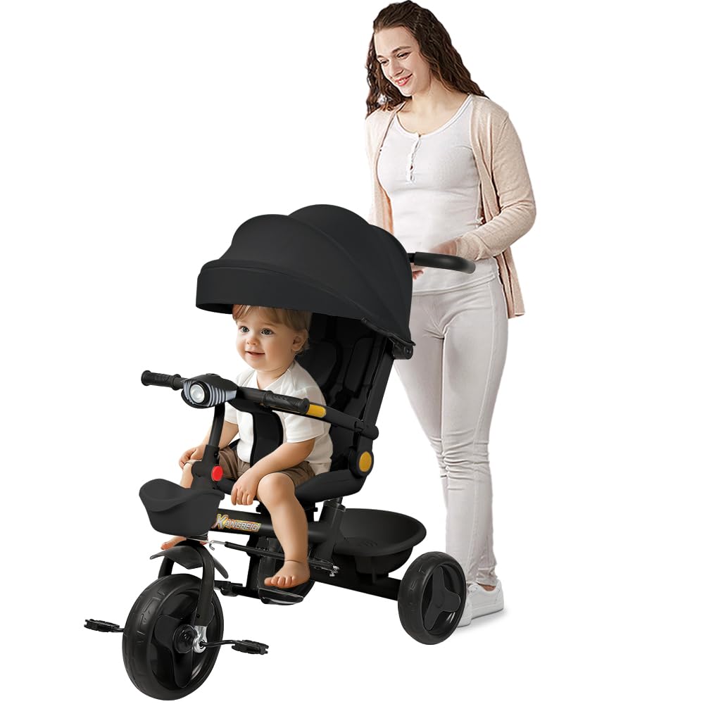 Kompakter Kinderwagen – bis 25 kg, neigbar, faltbar, mit Getränkehalter, Regenschutz, Sonnenblende (