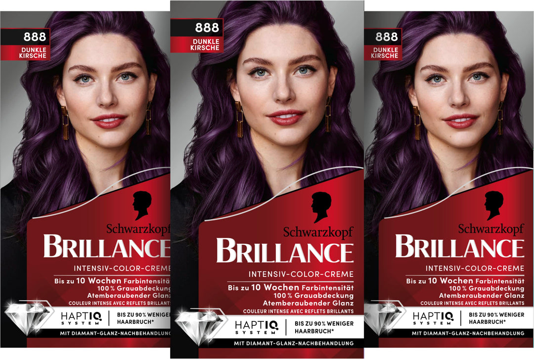 Brillance Intensiv-Color-Creme 888 Dunkle Kirsche (160 ml), dauerhafte Haarfarbe mit Diamant-Glanz u