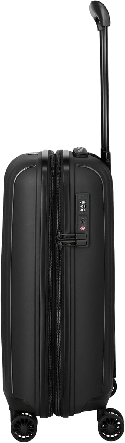 Travelite Skymate 4-Rad Handgepäck Trolley mit Dehnfalte, Handgepäck 55 cm Schwarz, Schwarz