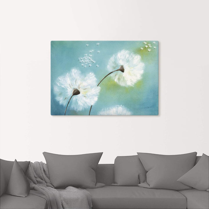 Artland Leinwandbild Wandbild Bild auf Leinwand 100x70 cm Wanddeko Pusteblume Blumen Landhaus Shabby