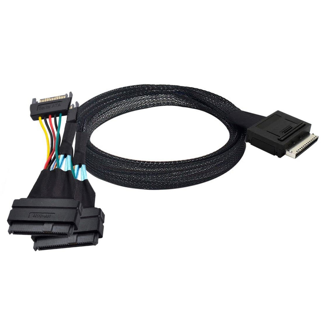 CY SFF-8611 auf SFF-8639 Kabel,OCuLink PCIe PCI-Express SFF-8611 8X 8-Lane auf 2 SFF-8639 U.2 4X SSD
