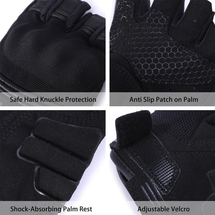 Harssidanzar Gants de Moto sans doigts Pour Hommes,Été respirant écran Tactile Moto Avec Knuckle Rid