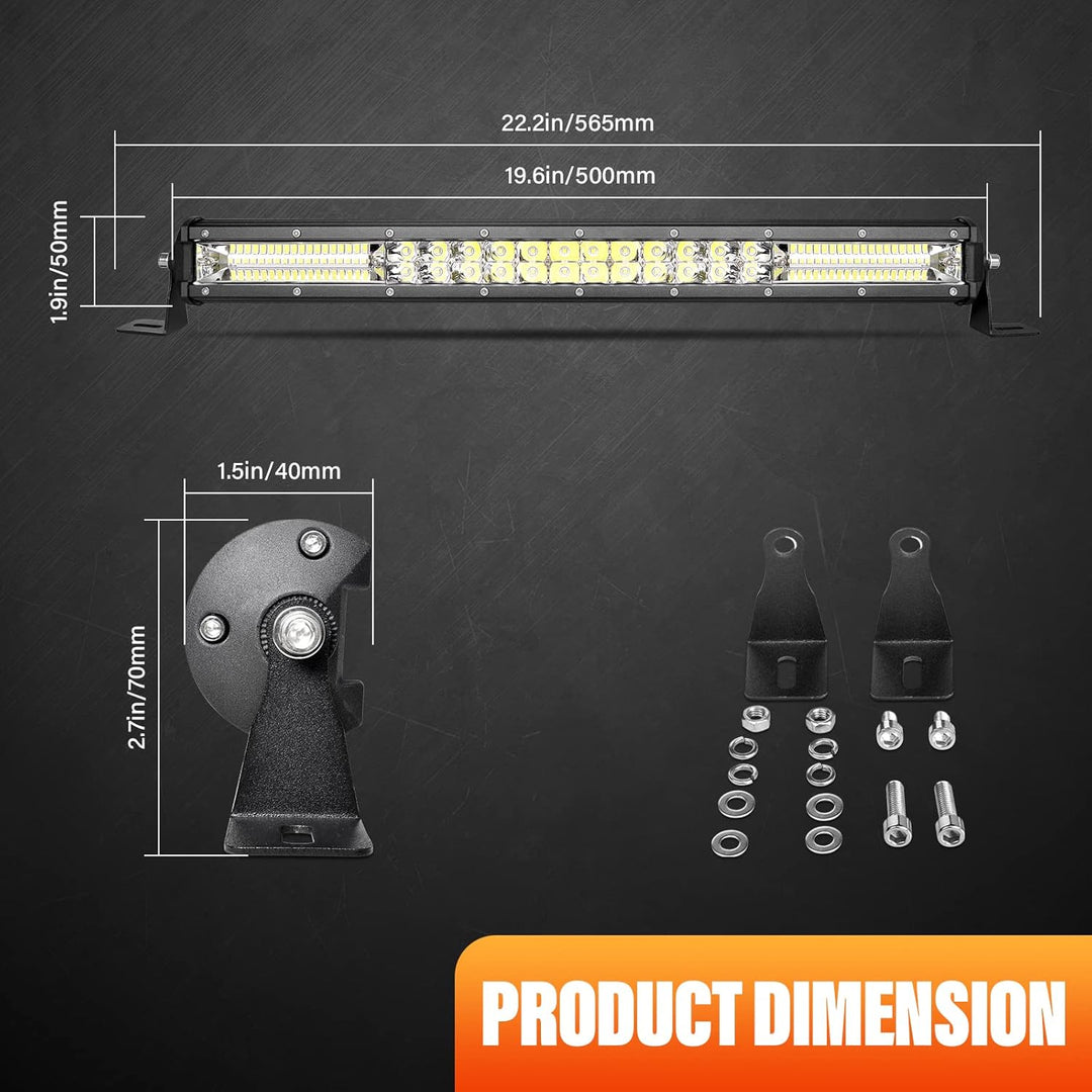 AUXTINGS LED Zusatzscheinwerfer Bar,50 cm 180W Lightbar 12600lm Schlank Einzelreihe LED Arbeitsschei