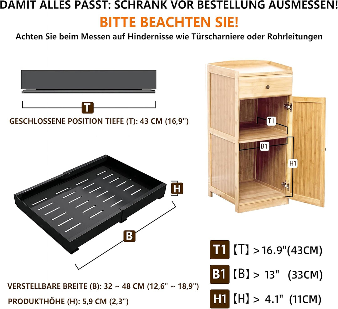 WISD Teleskopschublade - Ausziehbarer Schrank Organizer Mit 3 Schienen - Kein Bohren - Verstellbare