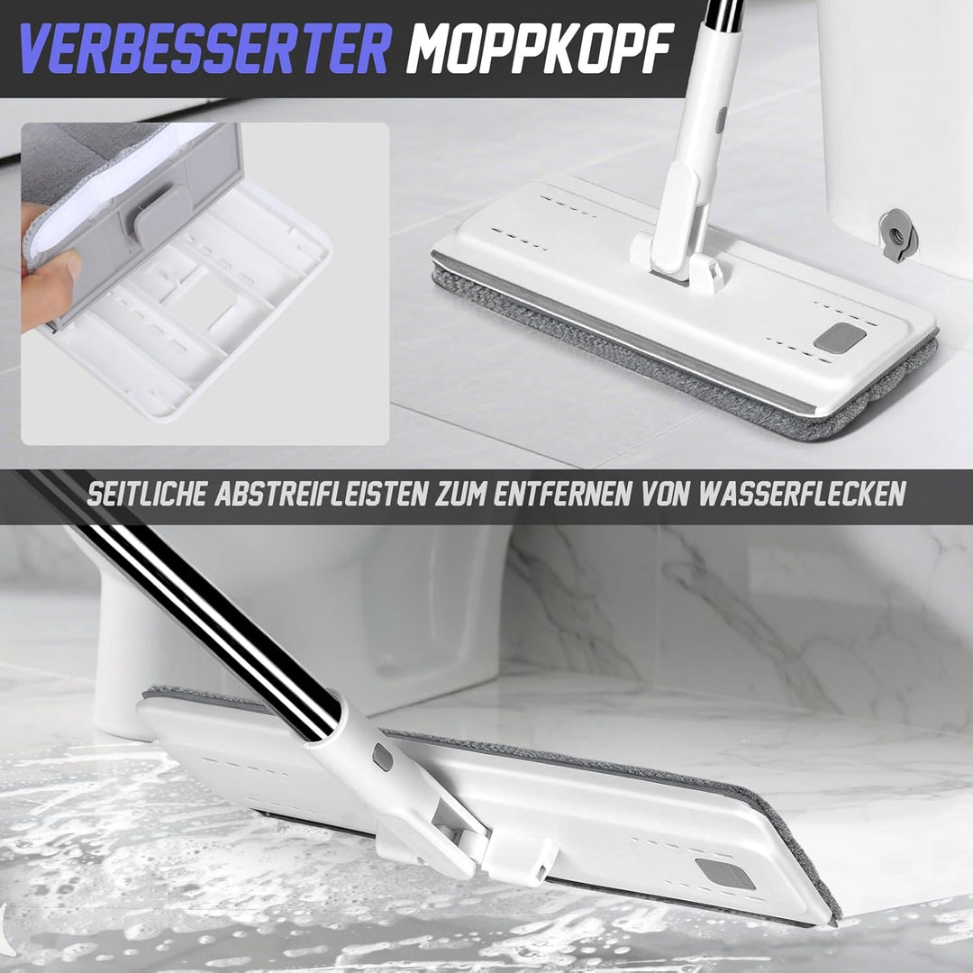 Wischmopp Set mit Eimer,Masthome Putzeimer mit Wischmop und 5 Mikrofaser Moppkopf, Wischmopp Set mit