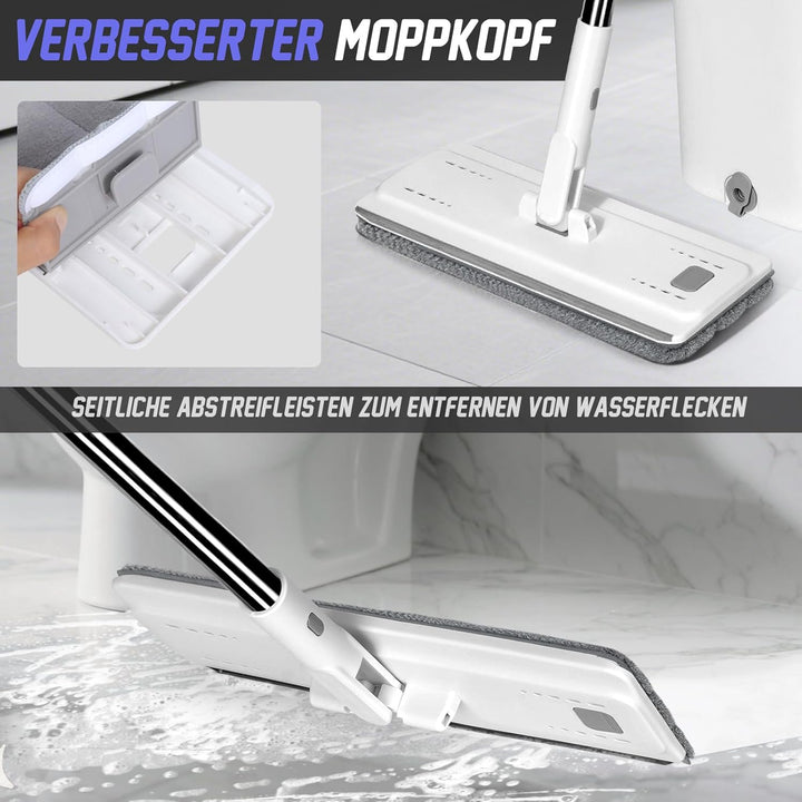 Wischmopp Set mit Eimer,Masthome Putzeimer mit Wischmop und 5 Mikrofaser Moppkopf, Wischmopp Set mit