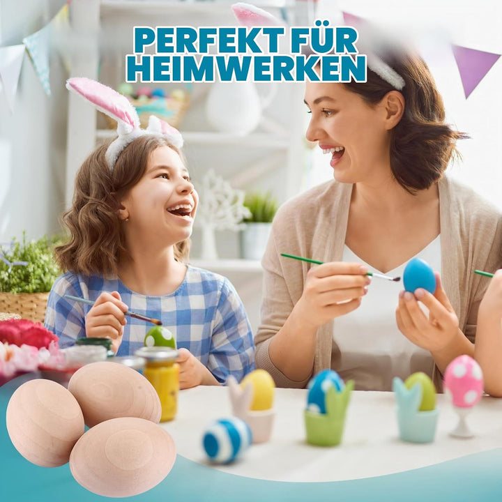 APACALI 30 Stück Holz Eier Zum Basteln, Unbemalte Holz Ostereier Für DIY Dekoration, Ostereier Oster