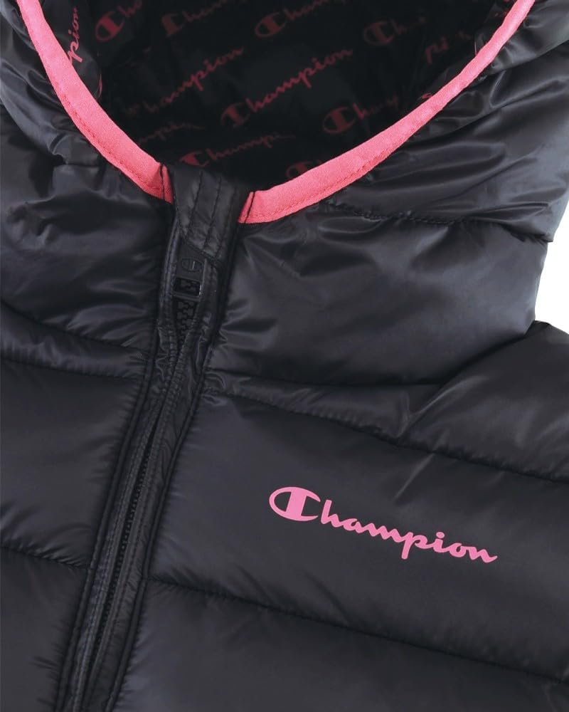 Champion Jungen Legacy Outdoor K-Light Wr Hooded Gepolsterte Jacke 7-8 Jahre Nero/Rosa, 7-8 Jahre Ne