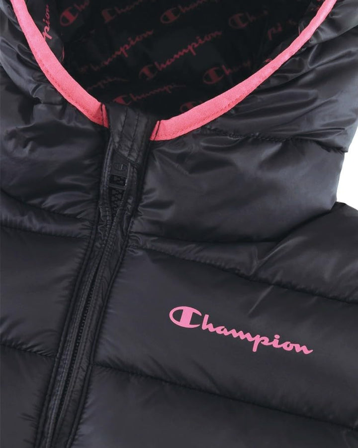 Champion Jungen Legacy Outdoor K-Light Wr Hooded Gepolsterte Jacke 7-8 Jahre Nero/Rosa, 7-8 Jahre Ne