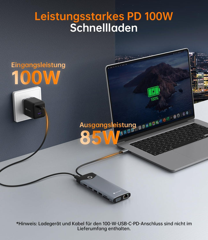 NOVOO 10Gbps Dockingstation Laptop Triple Display, 15 in 1 Docking Station USB C Hub Adapter mit Zwe