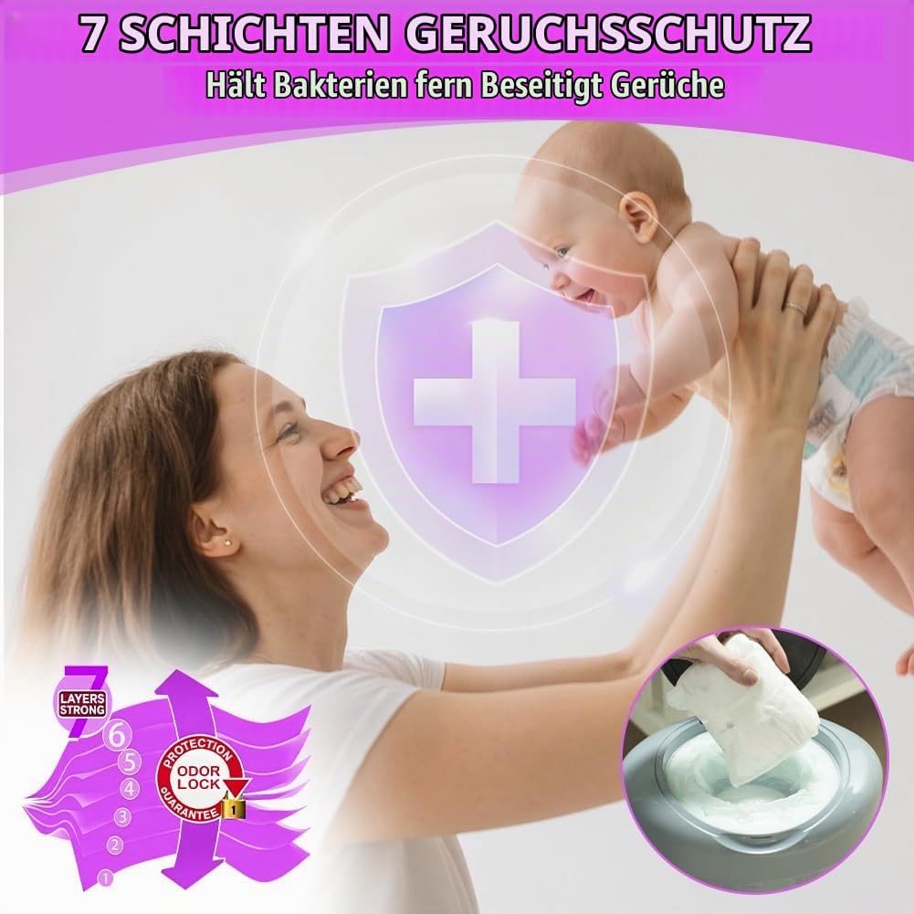 12 Stück Windeleimer Nachfüllkassetten, Baby Windeleimer Nachfüllfoli, 4.5m Windelbeutel, Nachfüllfo