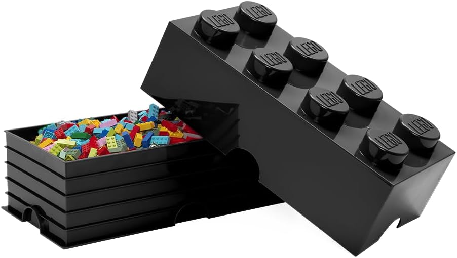 LEGO Aufbewahrungsstein, 8 Noppen, Stapelbare Aufbewahrungsbox, 12 l, schwarz, Schwarz
