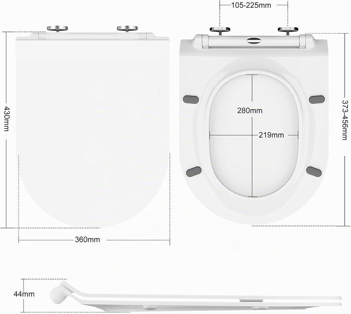 Toilettendeckel mit Absenkautomatik, WC Sitz Klobrille Toilettensitz mit Quick-Release Funktion&amp; Ver
