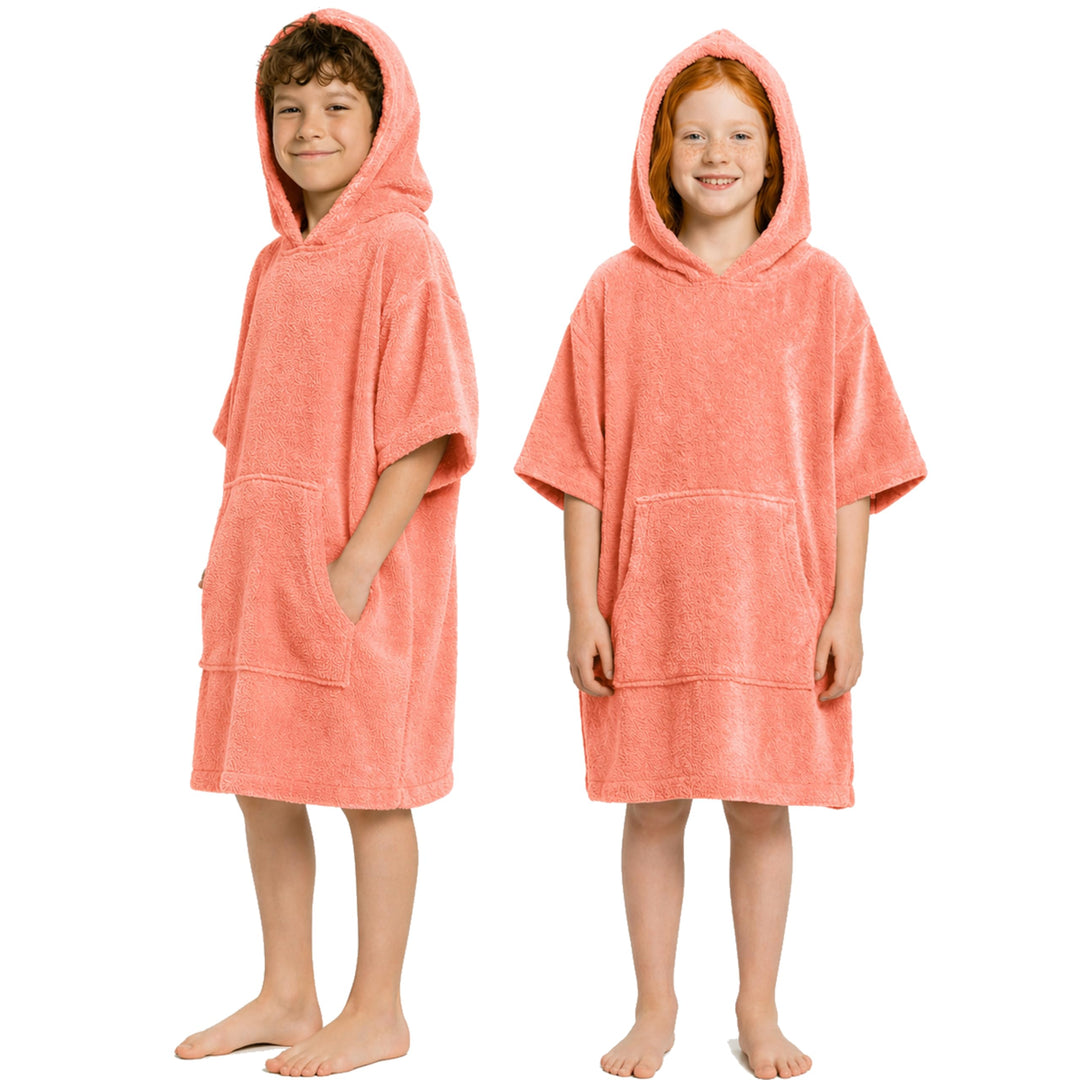 Frottee Badeponcho Kinder Jungen - Mädchen Surf Poncho 100% Baumwolle Strandponcho Handtuch mit Kapu