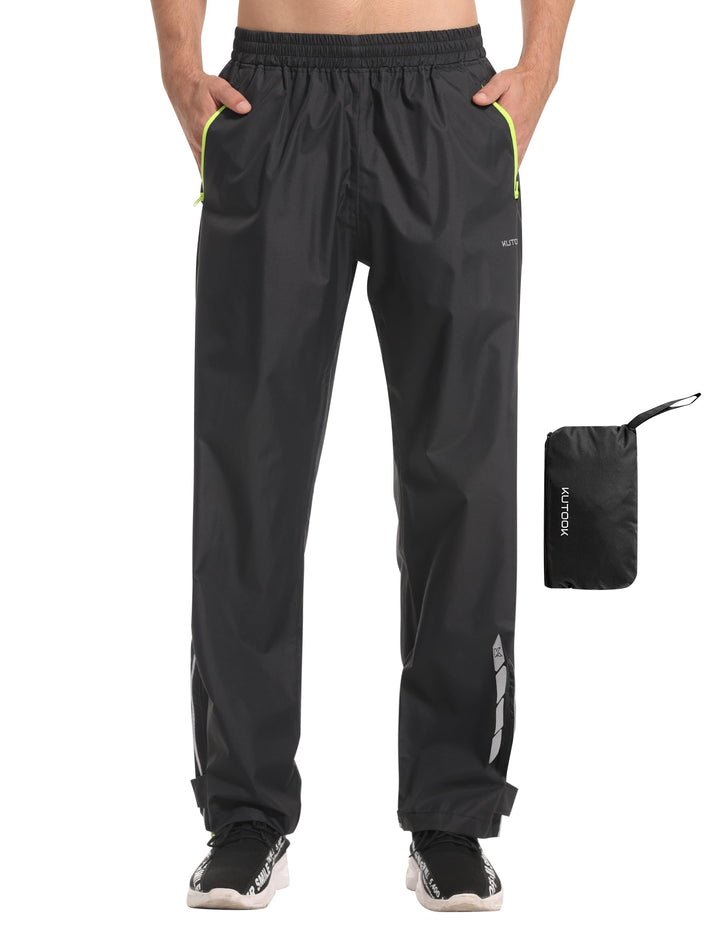 KUTOOK Regenhose Fahrrad Herren Waterproof Rating: 5000mm Atmungsaktiv mit 2 Taschen Wandern Motrrad